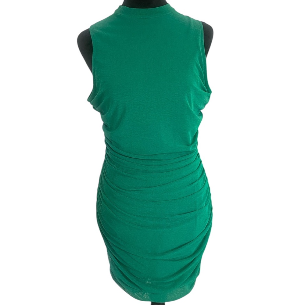 Lulus Privy Green Mesh Ruched Mock Neck Mini Sleeveless Bodycon Dress, Large - Picture 12 of 12